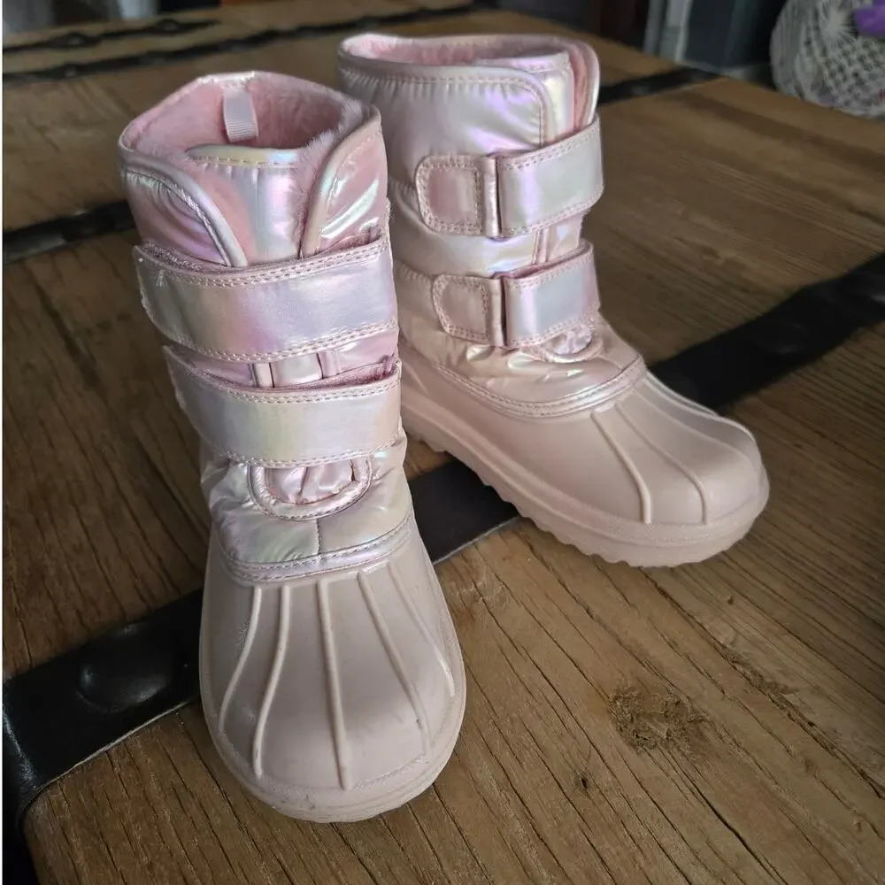 The Children's Place Pink Iridescent Snow Boots  sz 13